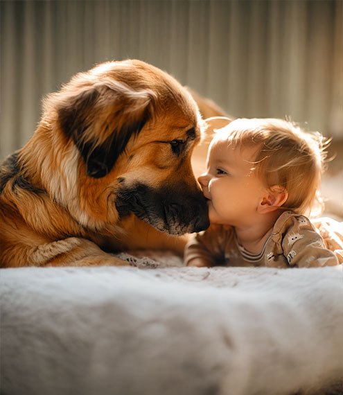 llegada de un bebé y perro