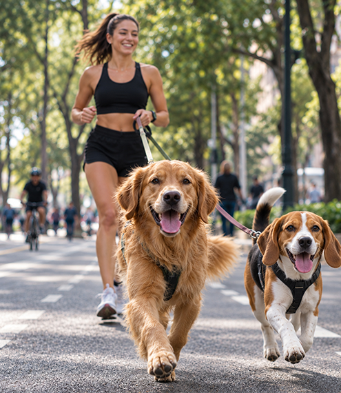  correr con perros en la ciclovía